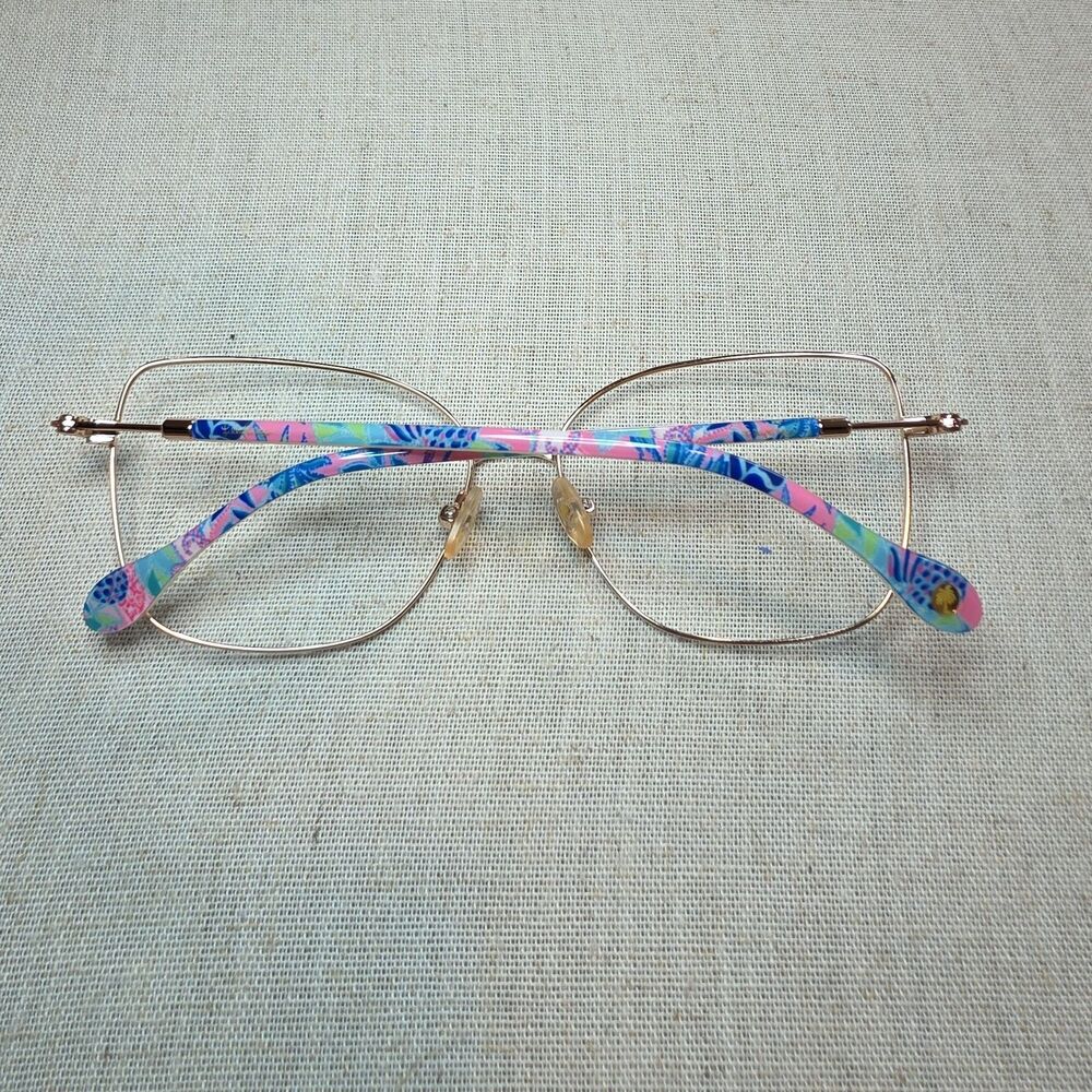 Lilly Pulitzer Catalina Eyeglass Frames Gold Metal Floral Temple Arms Women's - Picture 1 of 10